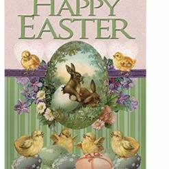 Breeze Decor Easter Bunny With Chicks 2-Sided Vertical Impression House Flag
