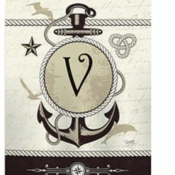 Breeze Decor Nautical V Monogram 2-Sided Vertical Impression House Flag