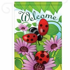 Breeze Decor Welcome Ladybug 2-Sided Impression Garden Flag