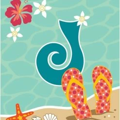 Dicksons Double Applique Flip Flop Monogram "J" Polyester Garden Flag