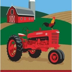 Dicksons Double Applique Tractor Welcome Burlap Garden Flag