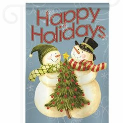 Breeze Decor Christmas Happy Holidays Tree 2-Sided Impression Garden Flag