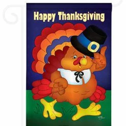 Breeze Decor Thanksgiving Happy Thanksgiving Turkey 2-Sided Impression Garden Flag