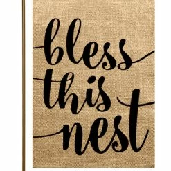TheWatsonShop Bless This Nest Burlap Garden Flag