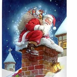 Breeze Decor Christmas Chimney Santa 2-Sided Vertical Impression House Flag