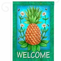 Breeze Decor Pineapple Welcome 2-Sided Impression Garden Flag