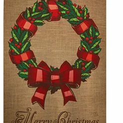 Breeze Decor Christmas Wreath 2-Sided Vertical Impression House Flag