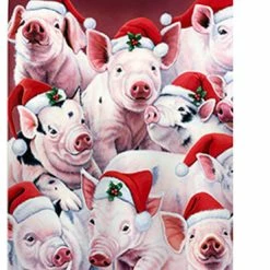 Breeze Decor Christmas Christmas Piggies 2-Sided Vertical Impression House Flag