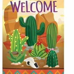 Breeze Decor Southwest Cactus 2-Sided Vertical Impression House Flag