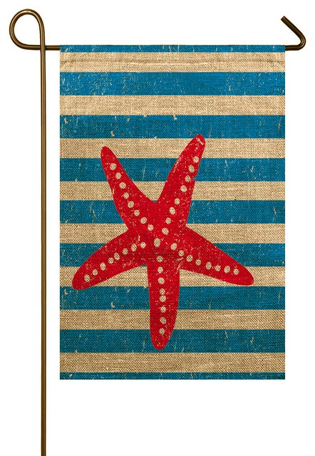 TheWatsonShop Starfish Burlap Garden Flag