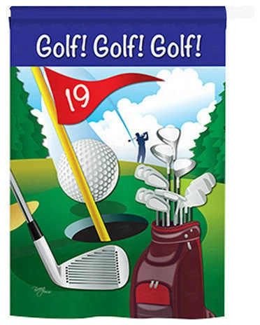 Breeze Decor Sports Golf!, Golf!, Golf! 2-Sided Vertical Impression House Flag