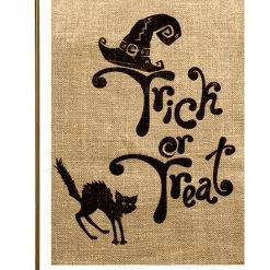 TheWatsonShop Trick Or Treat Burlap Garden Flag