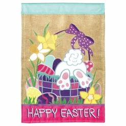 Dicksons Flag Double Applique Happy Easter Burlap Large
