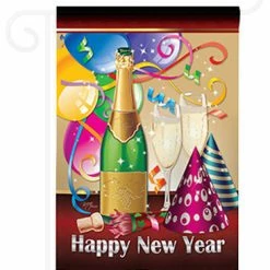 Breeze Decor Happy New Year 2-Sided Impression Garden Flag