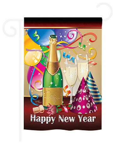 Breeze Decor Happy New Year 2-Sided Impression Garden Flag