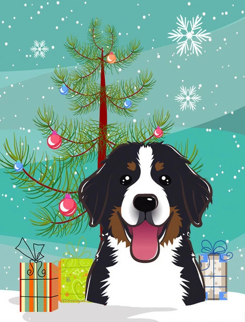 The-store Christmas Tree And Bernese Mountain Dog Flag Garden Size BB1609GF