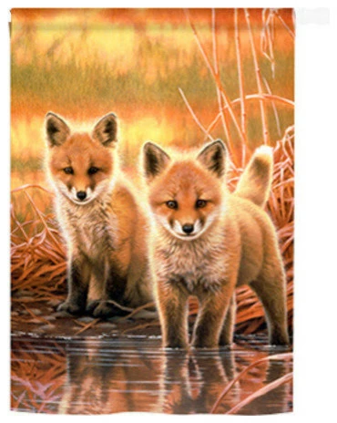 Breeze Decor Wildlife & Lodge Foxes 2-Sided Vertical Impression House Flag