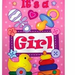 Breeze Decor Baby Girl 2-Sided Vertical Impression House Flag