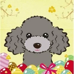 The-store Silver Gray Poodle Easter Egg Hunt Flag Garden Size