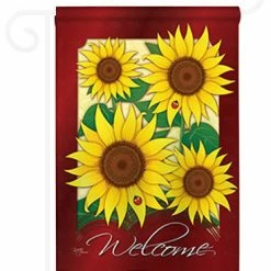 Breeze Decor Floral Welcome Sunflowers 2-Sided Impression Garden Flag
