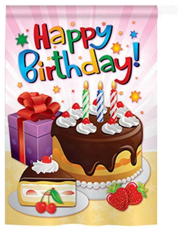 Breeze Decor Party & Celebratio Happy Birthday 2-Sided Vertical Impression House Flag