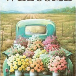 Dicksons Welcome Flower Truck Print Polyester Garden Flag