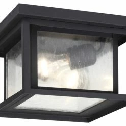 Sea Gull Lighting 2-Light Outdoor Flush Mount, Black
