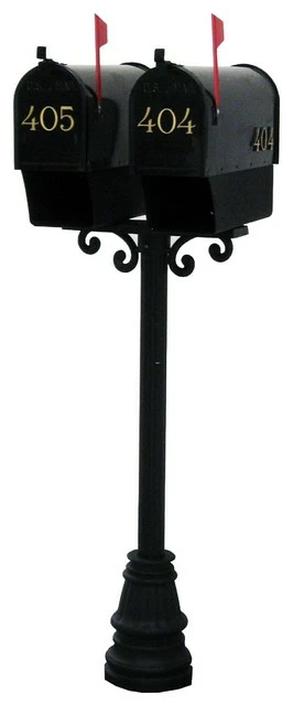 Mid Atlantic Mailboxes MAMB Premier Series Americana Dual Pedestal Scroll With Newsbins