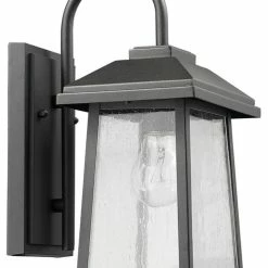 Edvivi Lighting Carina Textured Black Outdoor Wall Sconce Glass Lantern Light