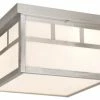 Vaxcel Mission Steel Square Outdoor Flush Mount Ceiling Light White Glass