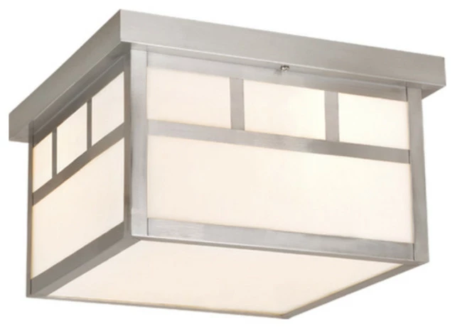 Vaxcel Mission Steel Square Outdoor Flush Mount Ceiling Light White Glass 3 Vaxcel Mission Steel Square Outdoor Flush Mount Ceiling Light White Glass