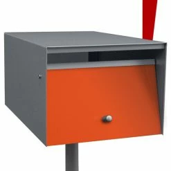 FOS Designs USA Rural Stainless Steel (Casing) Mailbox (No Lock W/Flag), Orange