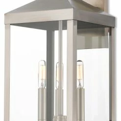 Livex Lighting Inc. 3 Light Outdoor Wall Lantern, Brushed Nickel