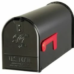 Solar Group Gibraltar® E1100B00 Elite Post Mount Rural Mailbox, Standard Size T1, Black