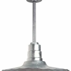Steel Lighting Co. Retro Radial Barn Lighting Pendant With Rigid Stem, Galvanized, 16"