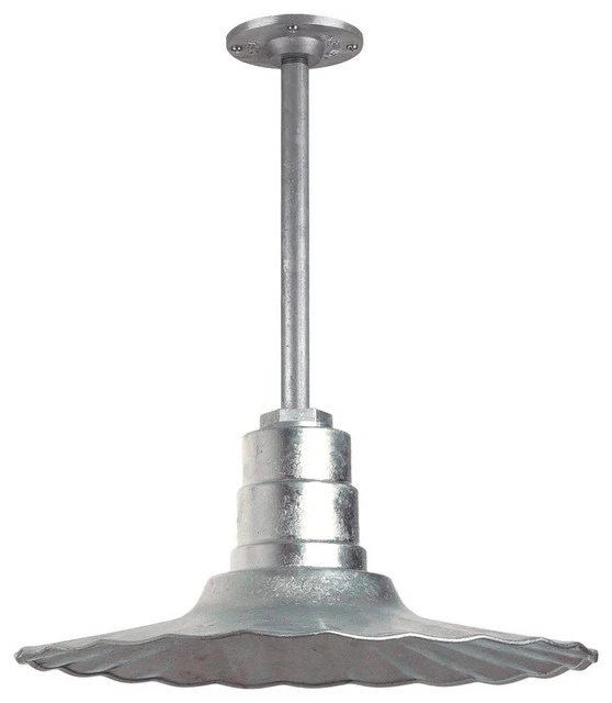 Steel Lighting Co. Retro Radial Barn Lighting Pendant With Rigid Stem, Galvanized, 16"