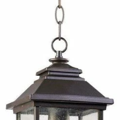Joshua Marshal One Light Oiled Bronze Clear Seeded Glass Hanging Lantern
