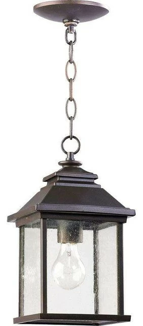 Joshua Marshal One Light Oiled Bronze Clear Seeded Glass Hanging Lantern