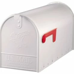 Solar Group Gibraltar E11600W00 Elite Post Mount Galvanized Steel Mailbox, Large, White