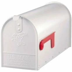 Solar Group Gibraltar E1100W00 Elite Post Mount Rural Mailbox, Standard Size T1, White