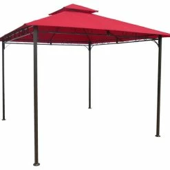 International Caravan St. Kitts Vented Canopy Gazebo - Bronze/Ruby Red