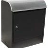 QualArc Selma Stainless Steel Locking Mail & Parcel Box - Black