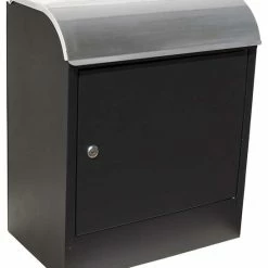 QualArc Selma Stainless Steel Locking Mail & Parcel Box - Black
