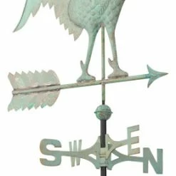 Whitehall Products 20"L X 3"W X 46"H Copper Rooster Classic Directions Weathervane, Verdigris
