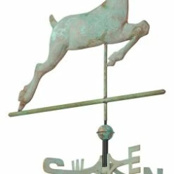 Whitehall Products 26"L X 2"W X 52"H Copper Deer Classic Directions Weathervane, Verdigris