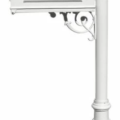 QualArc Lewiston Equine Mailbox Post System W/Fluted Base And Horsehead Finial - White